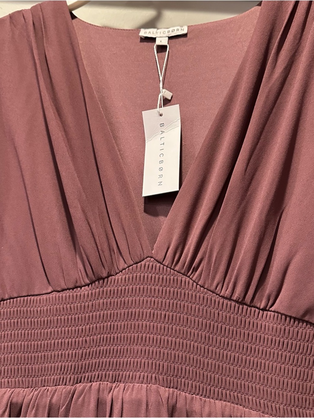 New with tags Baltic Born Rose Olivia V-Neck Smocked Waist Maxi Dress. Size L